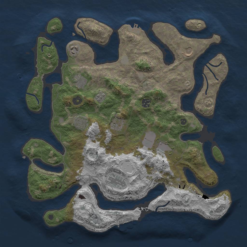 Rust Map: Procedural Map, Size: 4000, Seed: 123457, 17 Monuments