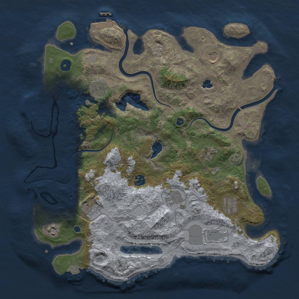 Rust Map: Procedural Map, Size: 4000, Seed: 123457, 16 Monuments