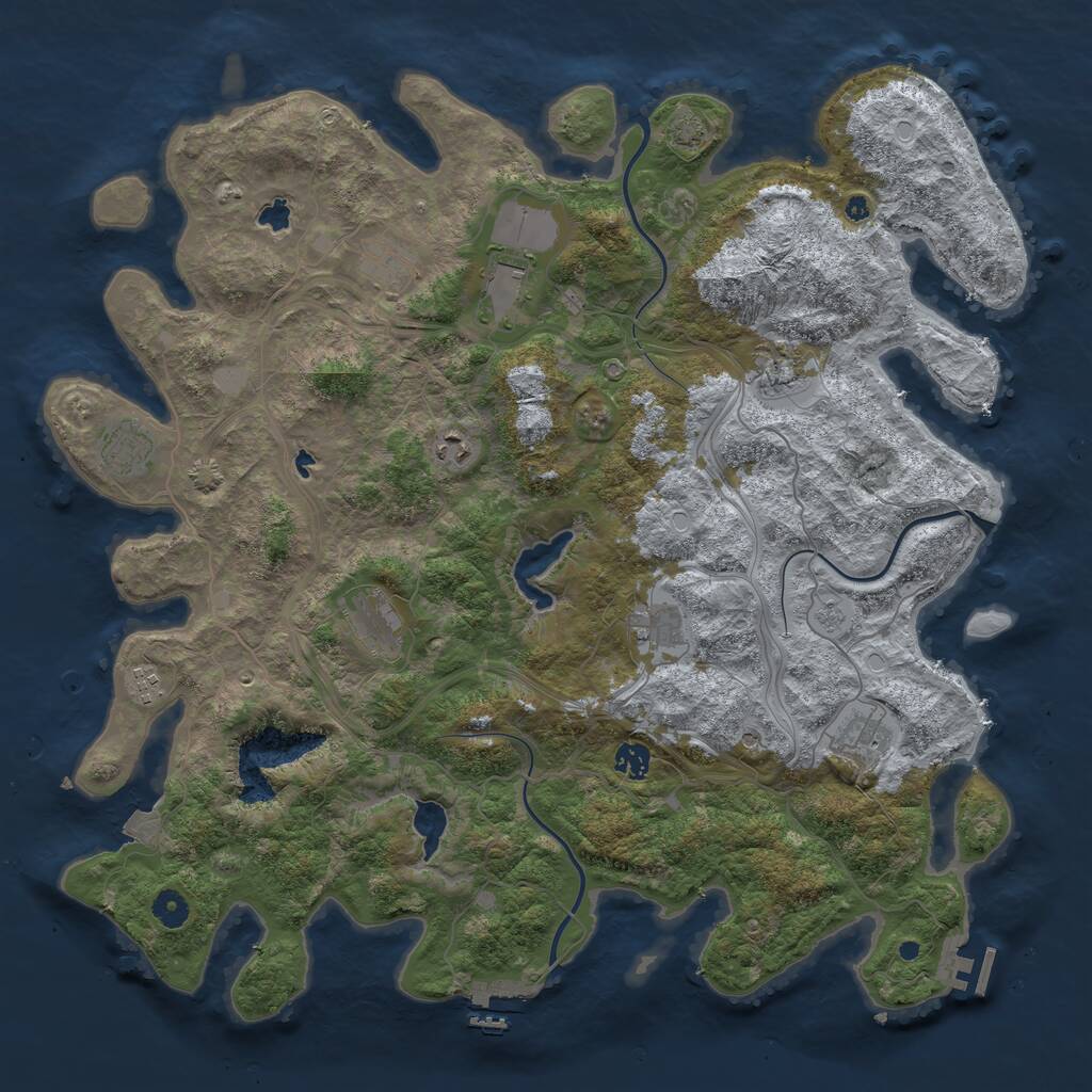 Rust Map: Procedural Map, Size: 4500, Seed: 1885027529, 16 Monuments