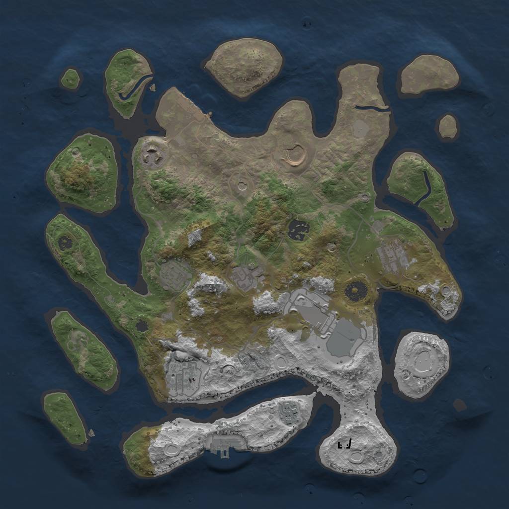 Rust Map: Procedural Map, Size: 3600, Seed: 791943, 17 Monuments