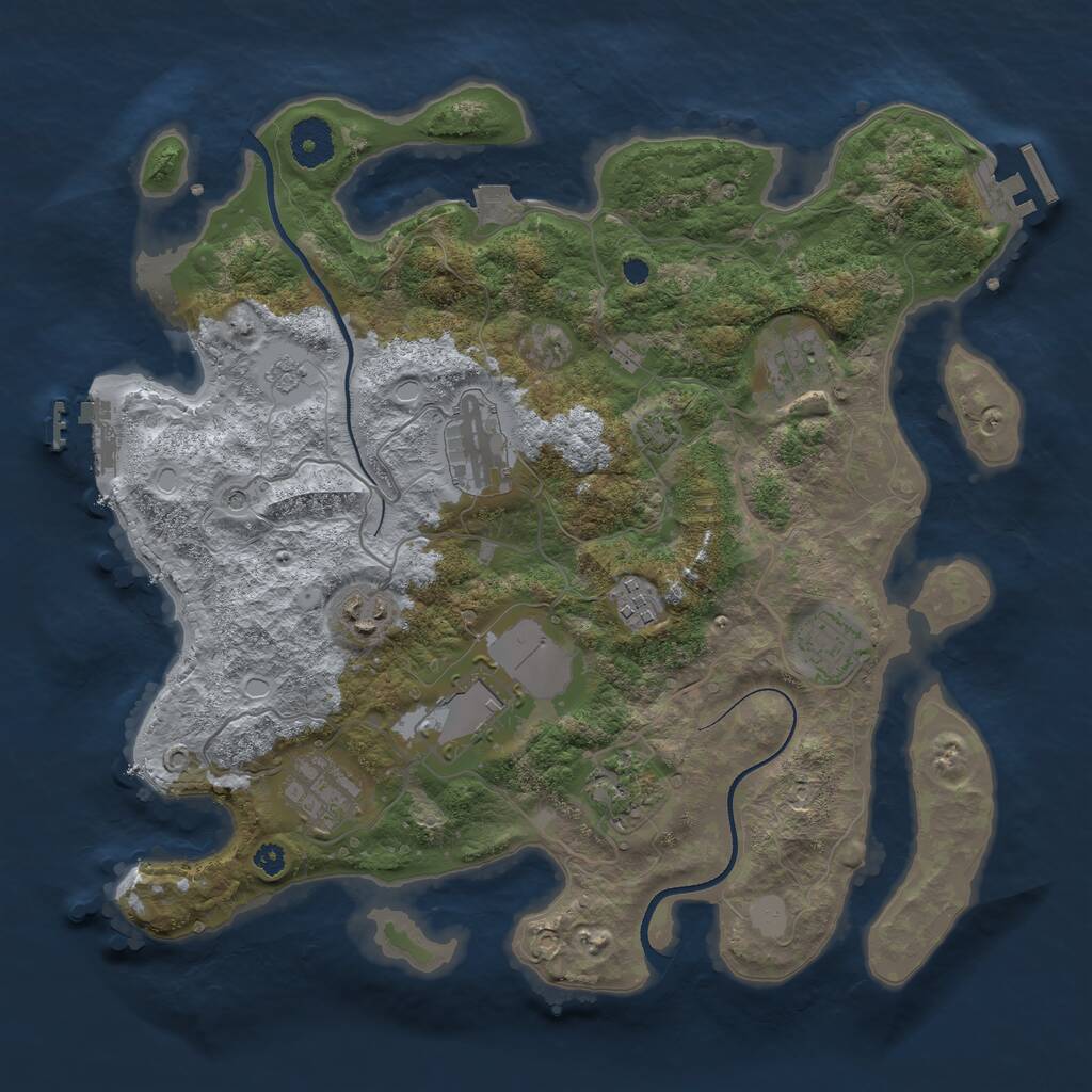 Rust Map: Procedural Map, Size: 3500, Seed: 641519509, 14 Monuments