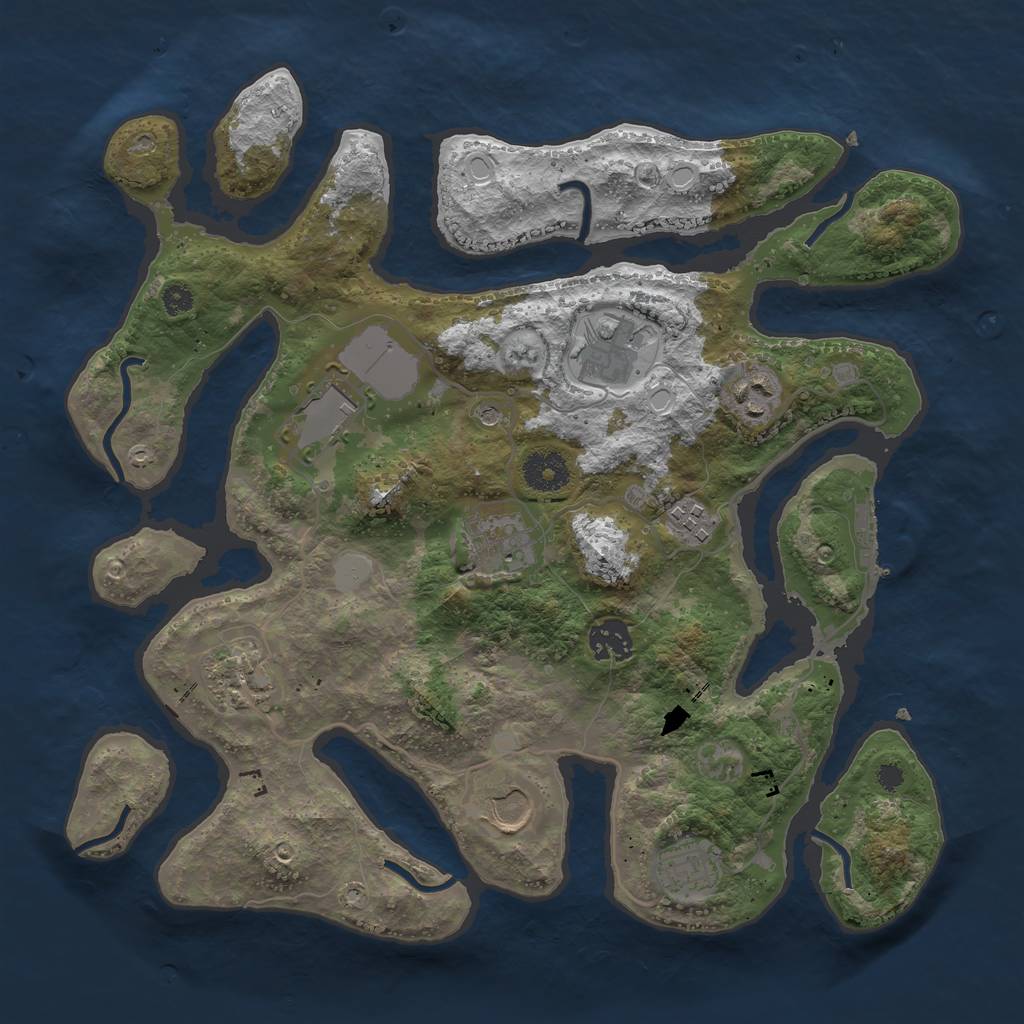 Rust Map: Procedural Map, Size: 3500, Seed: 934888937, 16 Monuments