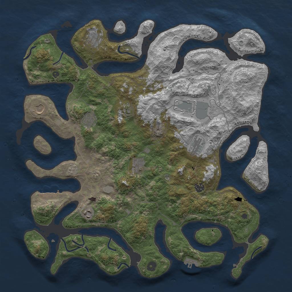 Rust Map: Procedural Map, Size: 4500, Seed: 1890421, 18 Monuments