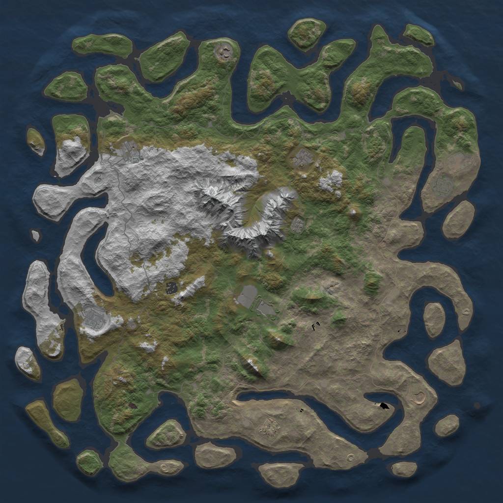 Rust Map: Barren, Size: 6000, Seed: 1234567, 14 Monuments