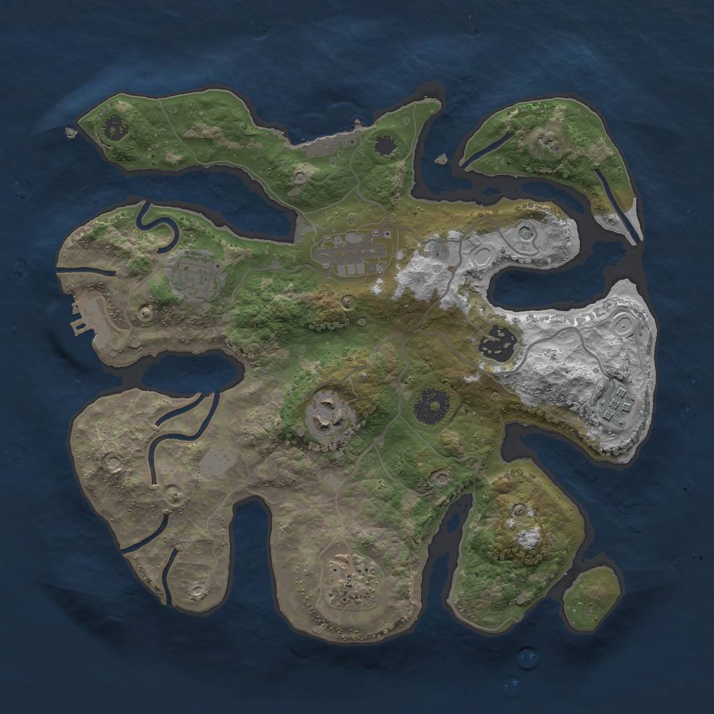 Rust Map: Procedural Map, Size: 3000, Seed: 617534055, 14 Monuments