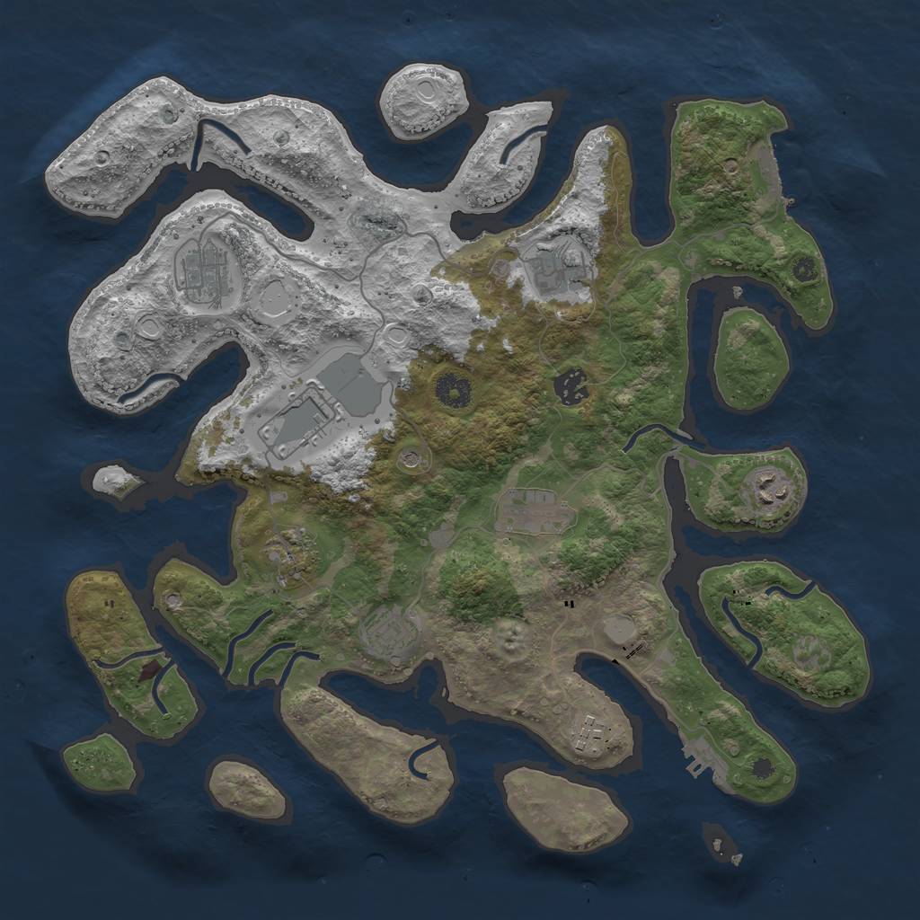 Rust Map: Procedural Map, Size: 3850, Seed: 1718956323, 17 Monuments