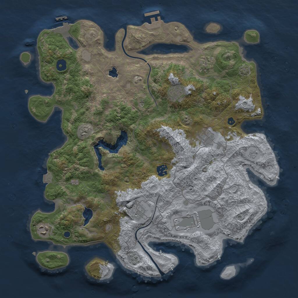 Rust Map: Procedural Map, Size: 4000, Seed: 835459, 14 Monuments