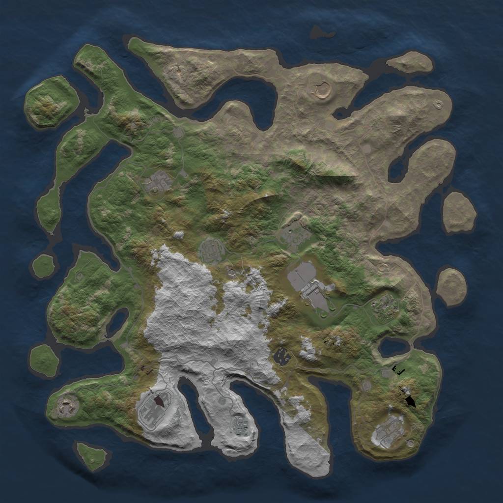 Rust Map: Barren, Size: 4500, Seed: 60312, 14 Monuments