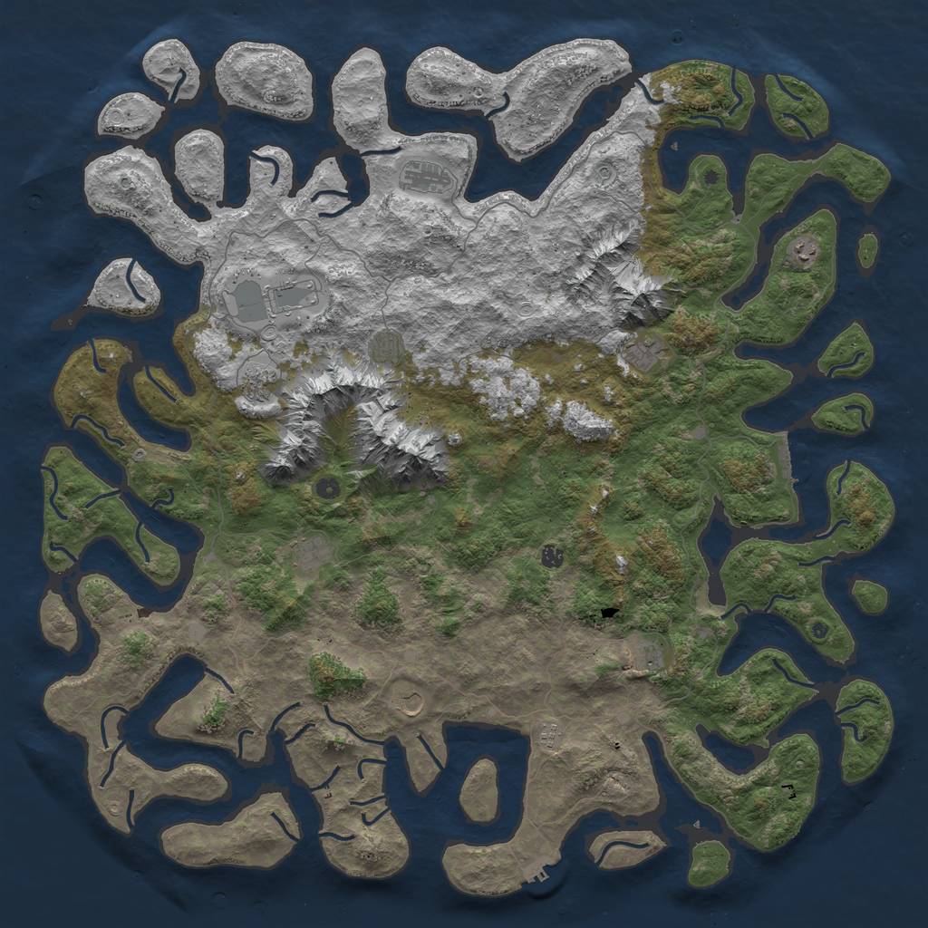 Rust Map: Procedural Map, Size: 6000, Seed: 1100732934, 19 Monuments