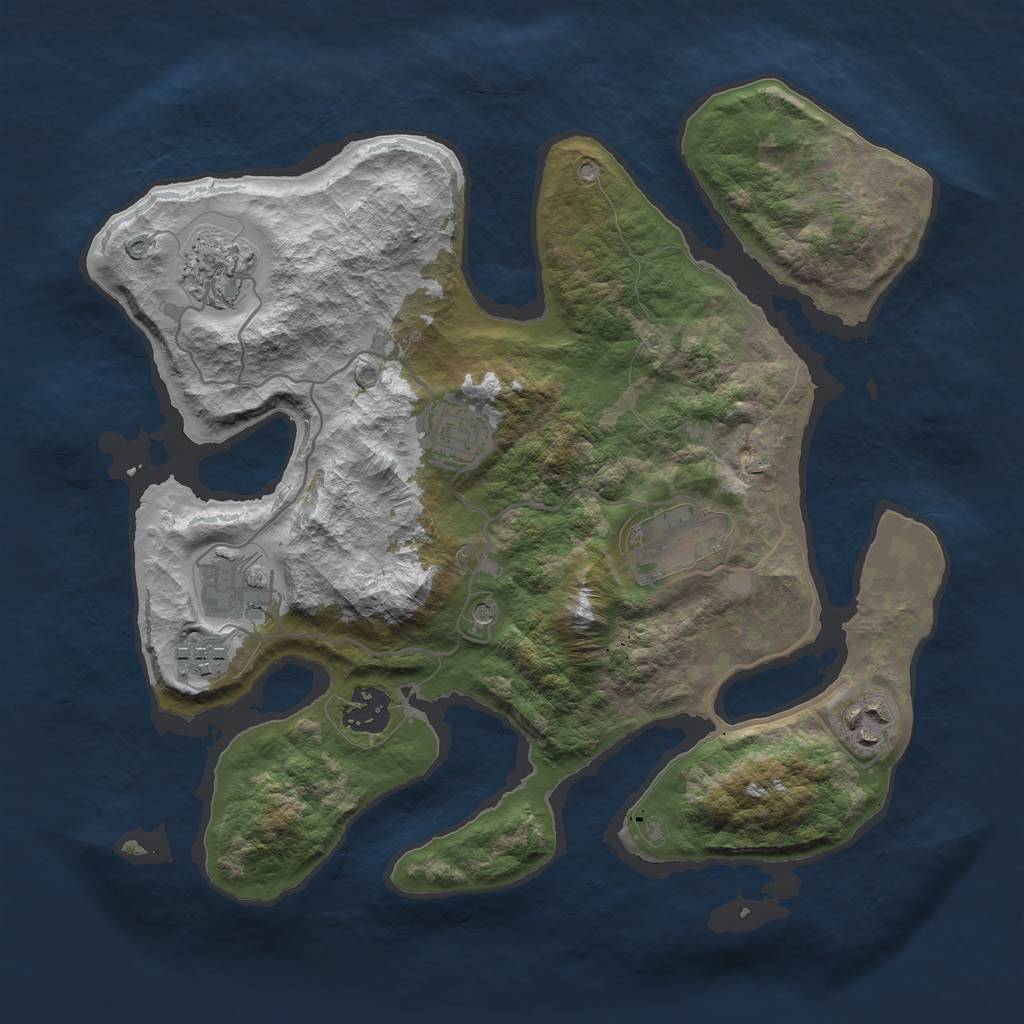 Rust Map: Barren, Size: 3200, Seed: 5781, 10 Monuments