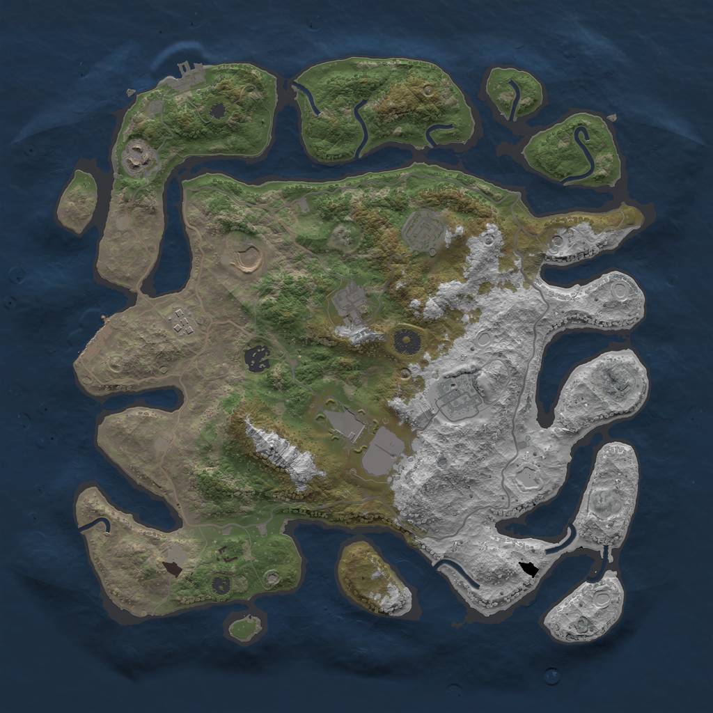 Rust Map: Procedural Map, Size: 4000, Seed: 74656, 16 Monuments
