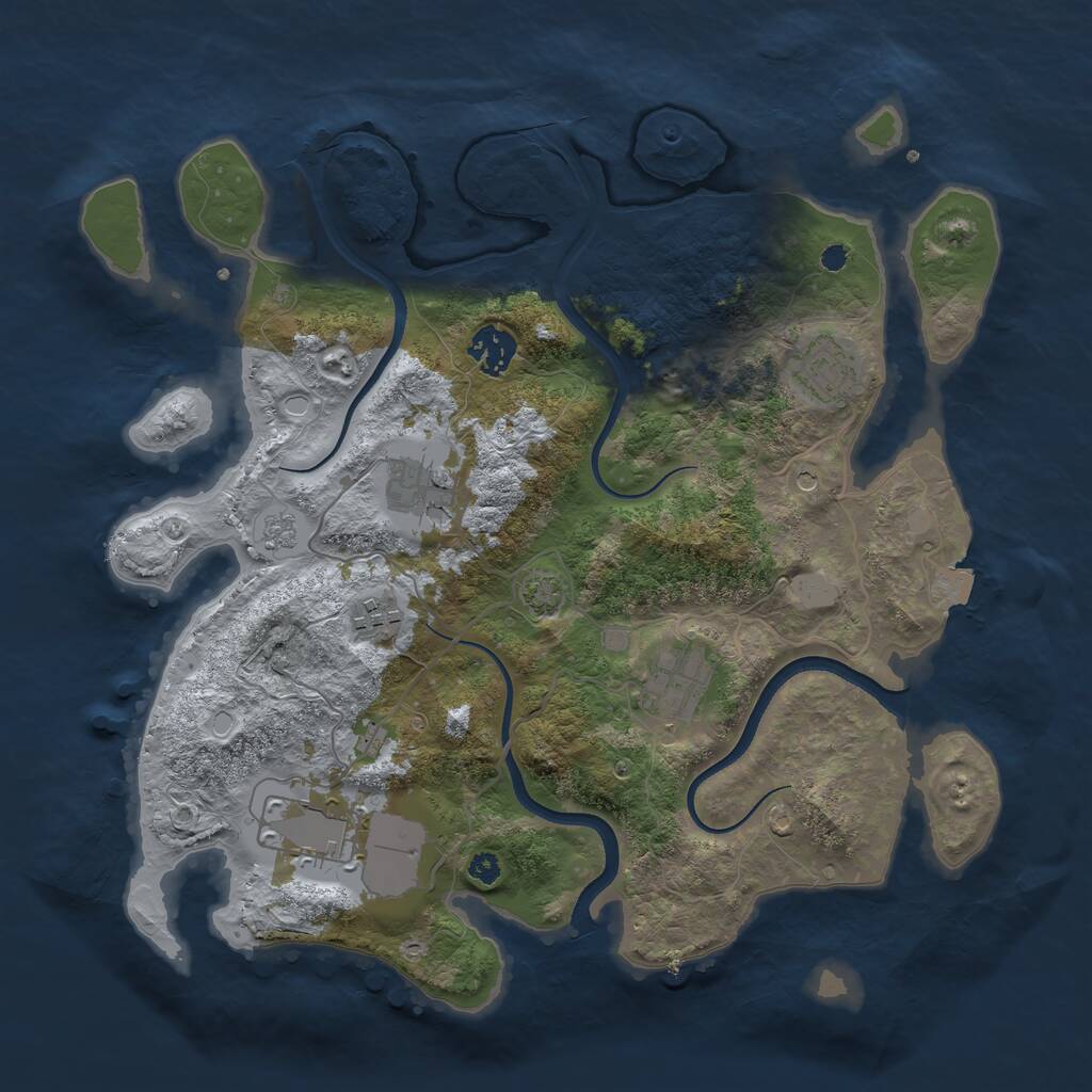 Rust Map: Procedural Map, Size: 3500, Seed: 21216986, 10 Monuments