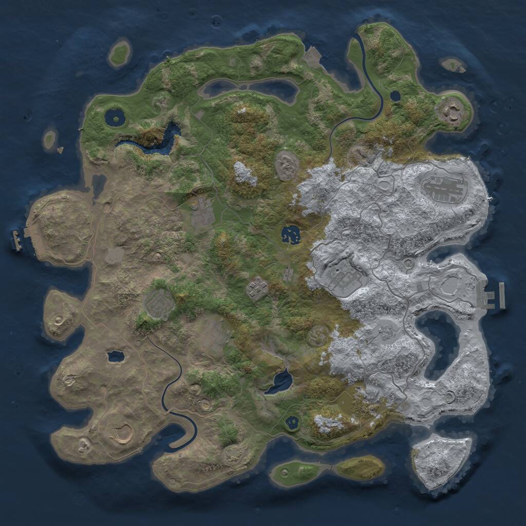Rust Map: Procedural Map, Size: 4000, Seed: 94094, 16 Monuments