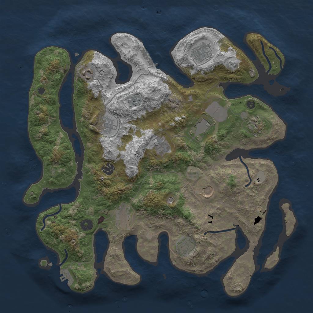 Rust Map: Procedural Map, Size: 3850, Seed: 1233844864, 19 Monuments