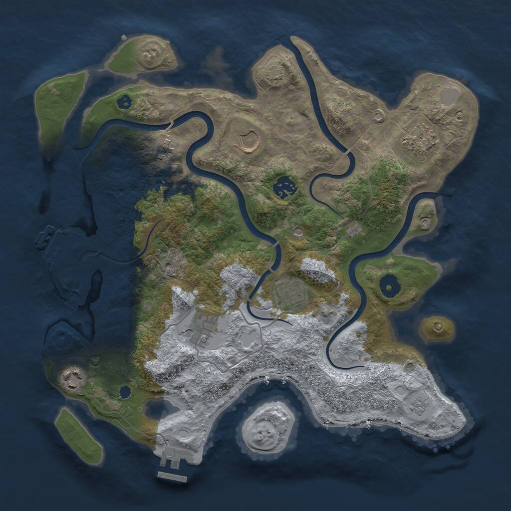 Rust Map: Procedural Map, Size: 3500, Seed: 1111276585, 13 Monuments