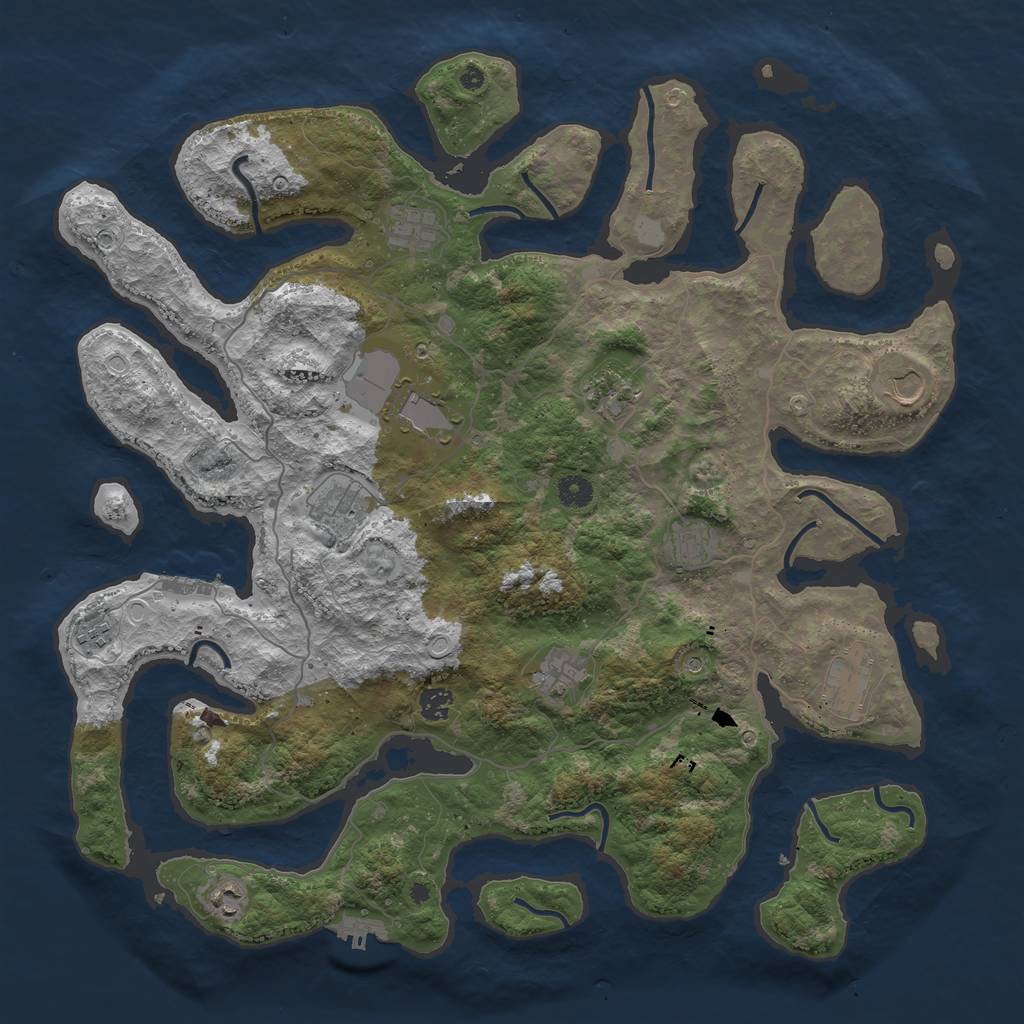 Rust Map: Procedural Map, Size: 4500, Seed: 941639543, 19 Monuments
