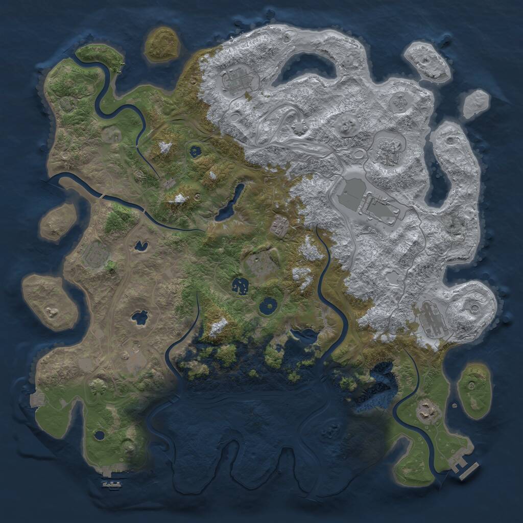 Rust Map: Procedural Map, Size: 4500, Seed: 2090643624, 16 Monuments