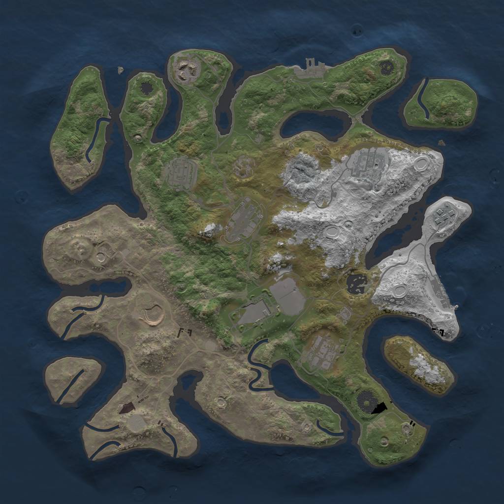 Rust Map: Procedural Map, Size: 3550, Seed: 390335, 17 Monuments