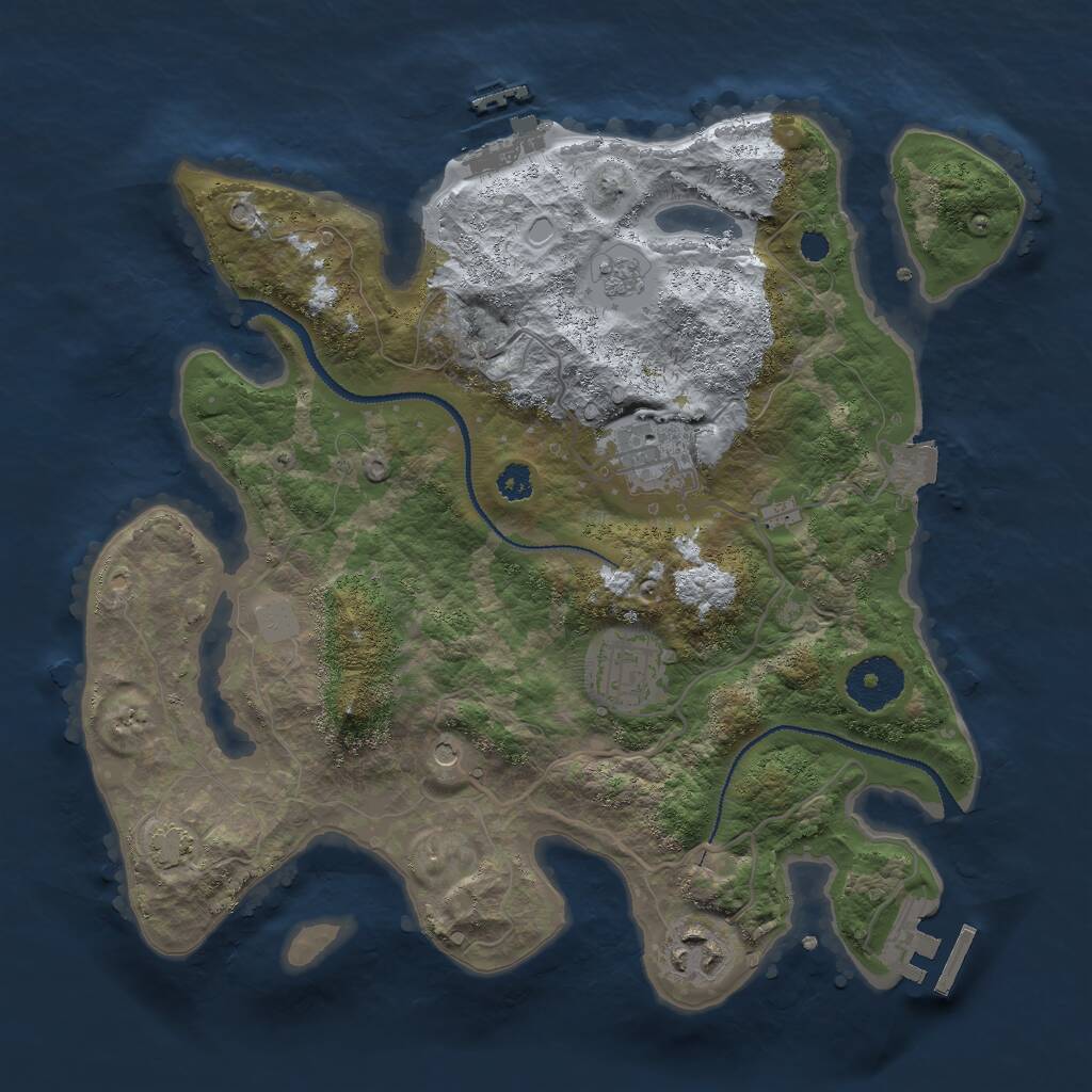 Rust Map: Procedural Map, Size: 3000, Seed: 2431203, 9 Monuments