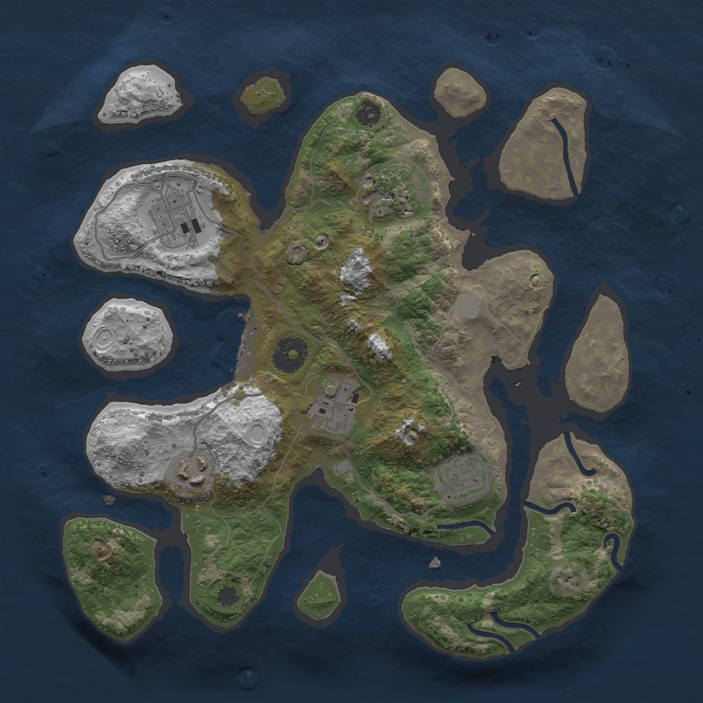Rust Map: Procedural Map, Size: 3000, Seed: 450492, 11 Monuments