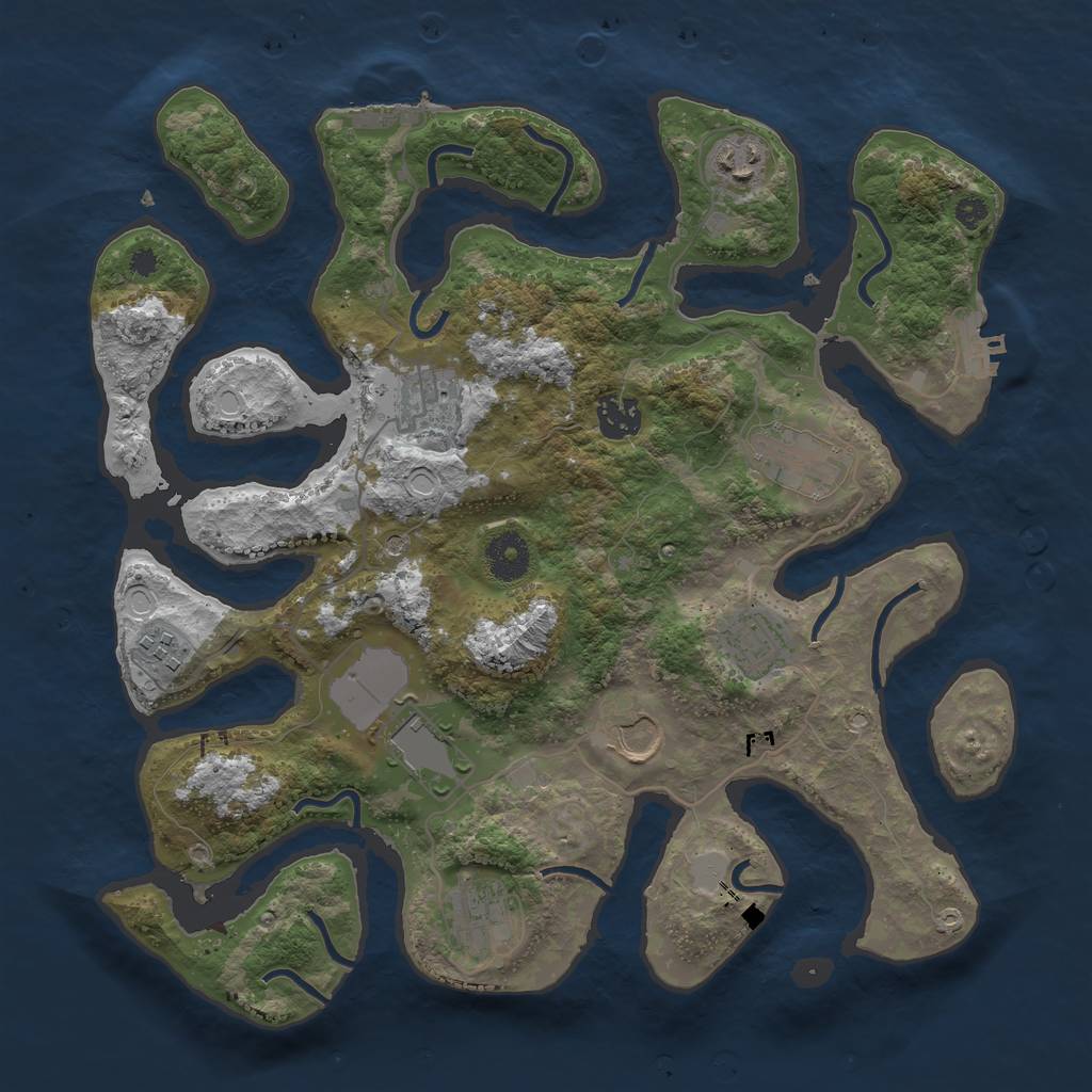 Rust Map: Procedural Map, Size: 3550, Seed: 570758, 17 Monuments