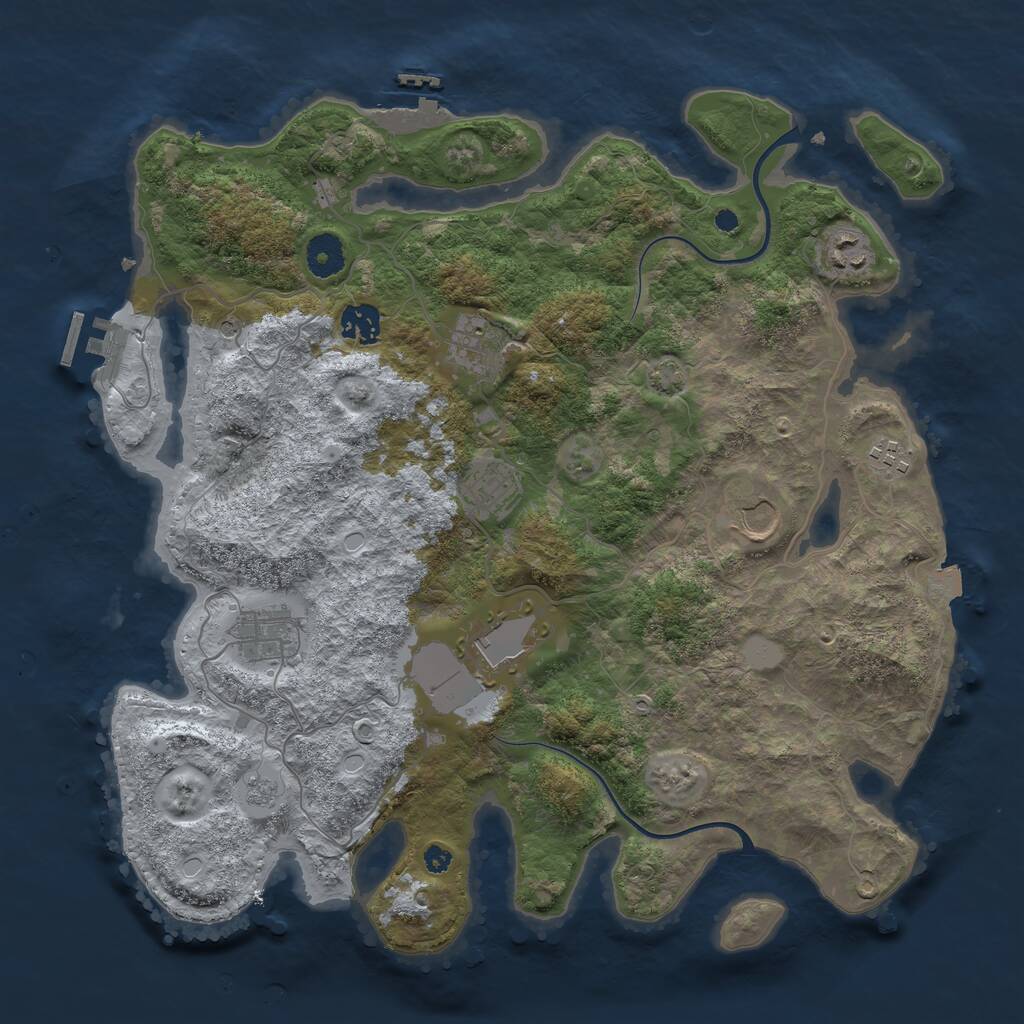 Rust Map: Procedural Map, Size: 3750, Seed: 183905, 14 Monuments
