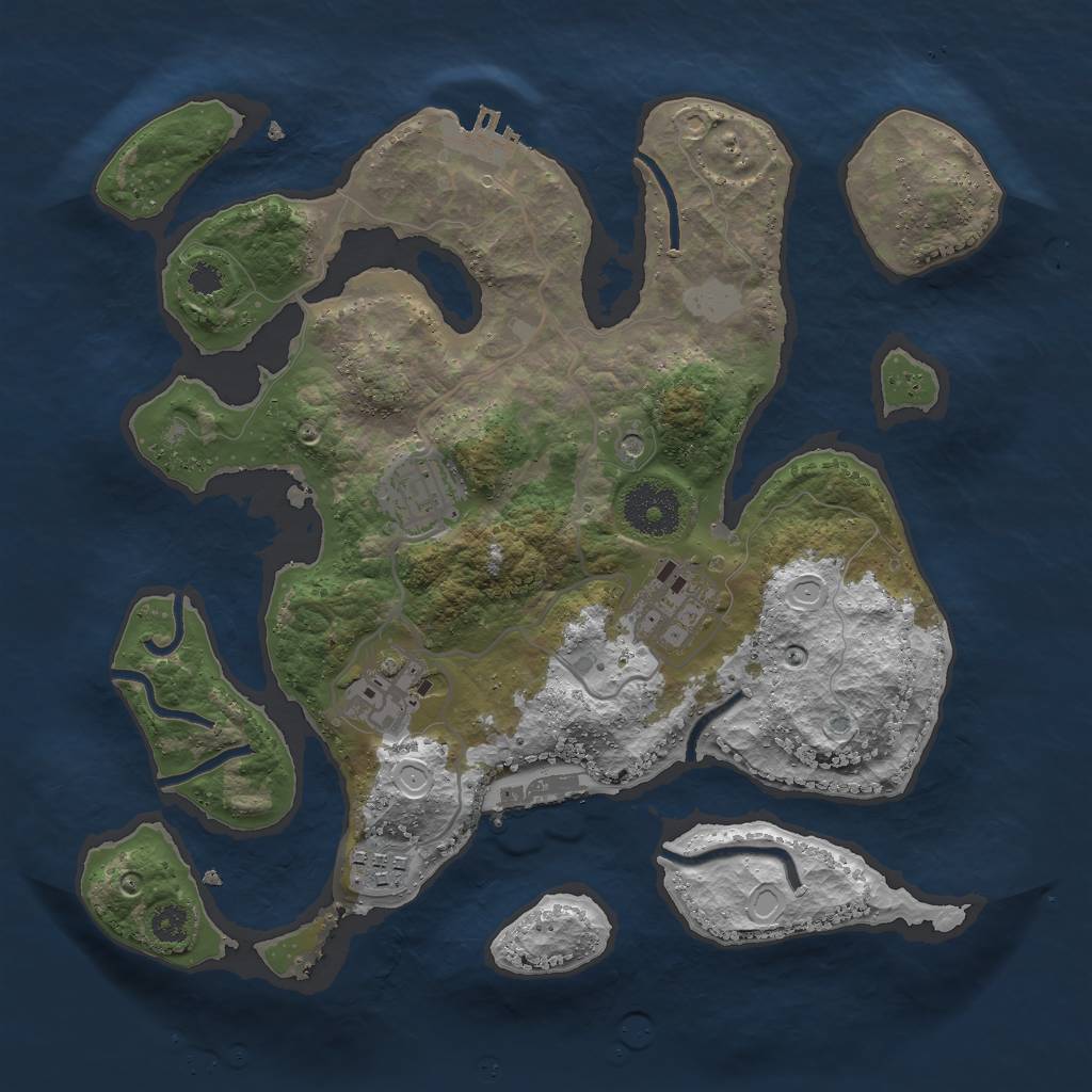 Rust Map: Procedural Map, Size: 3000, Seed: 981343, 12 Monuments