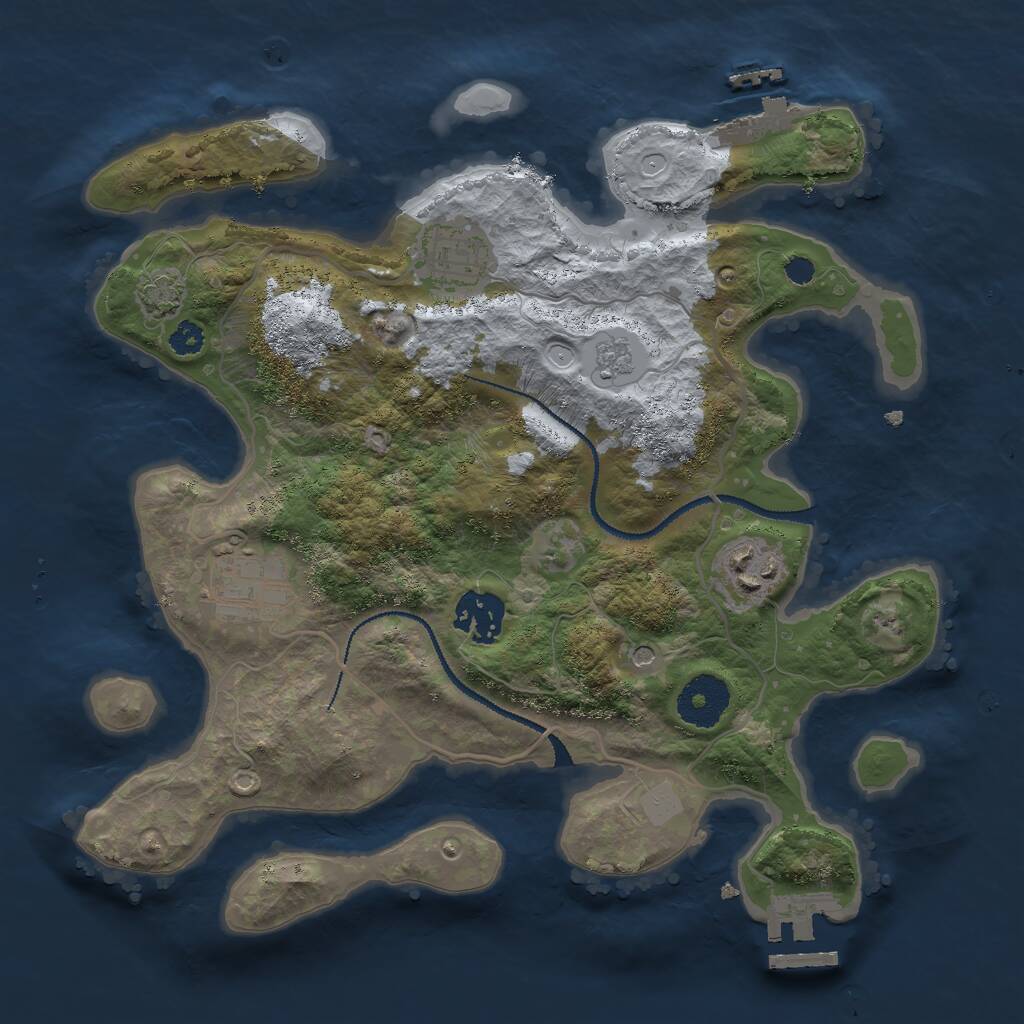 Rust Map: Procedural Map, Size: 3000, Seed: 452663, 10 Monuments