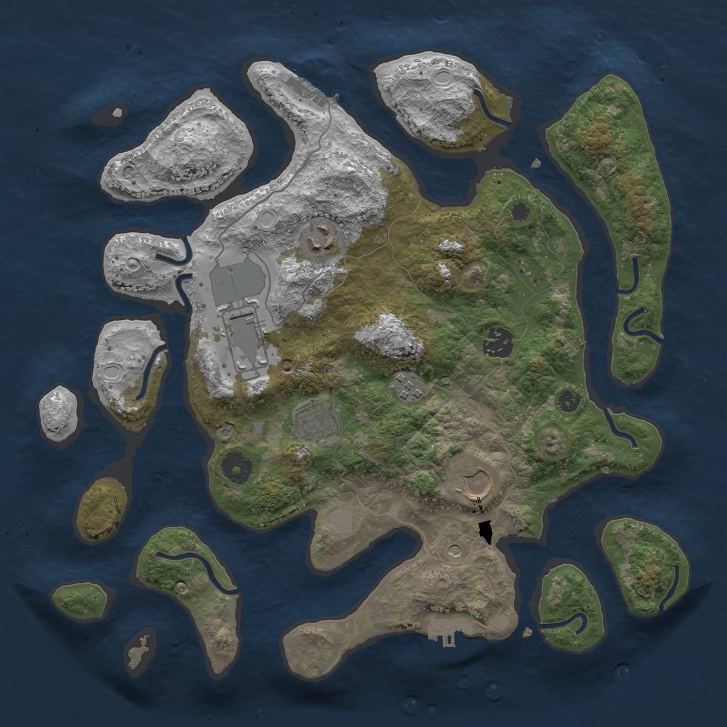 Rust Map: Procedural Map, Size: 3550, Seed: 729469, 14 Monuments
