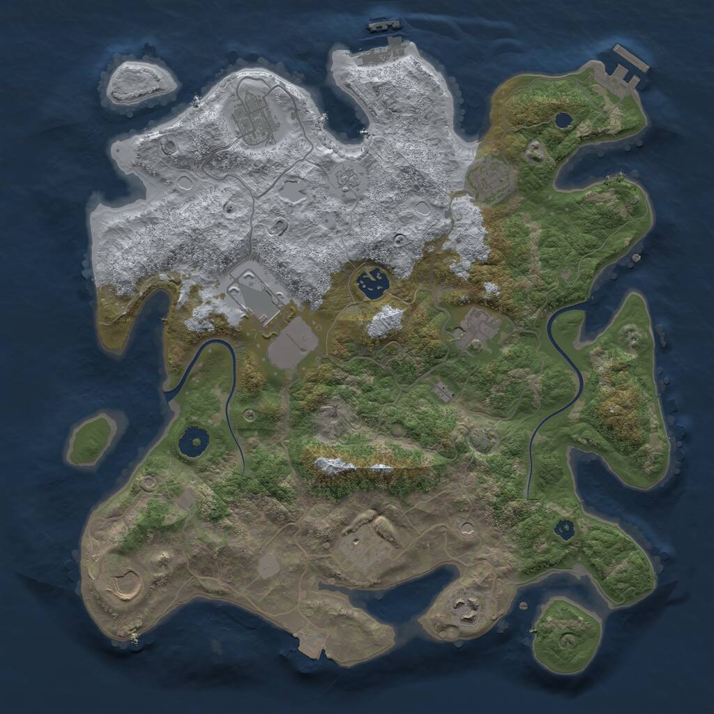 Rust Map: Procedural Map, Size: 3600, Seed: 1455173257, 14 Monuments