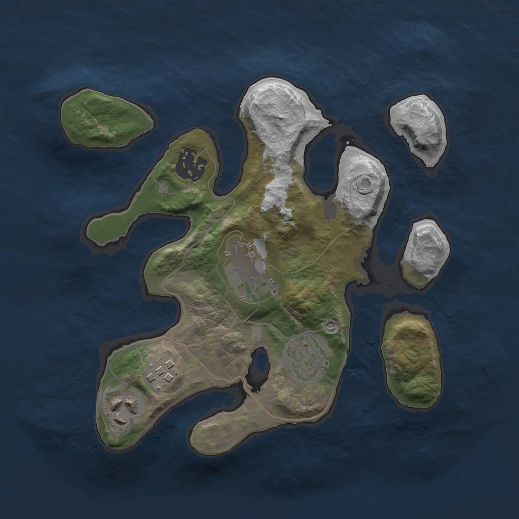 Rust Map: Barren, Size: 2500, Seed: 471780354, 7 Monuments