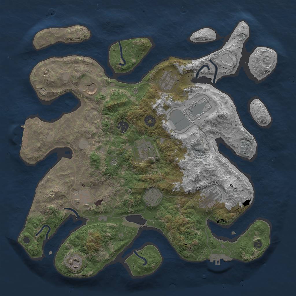 Rust Map: Procedural Map, Size: 3750, Seed: 792462, 18 Monuments