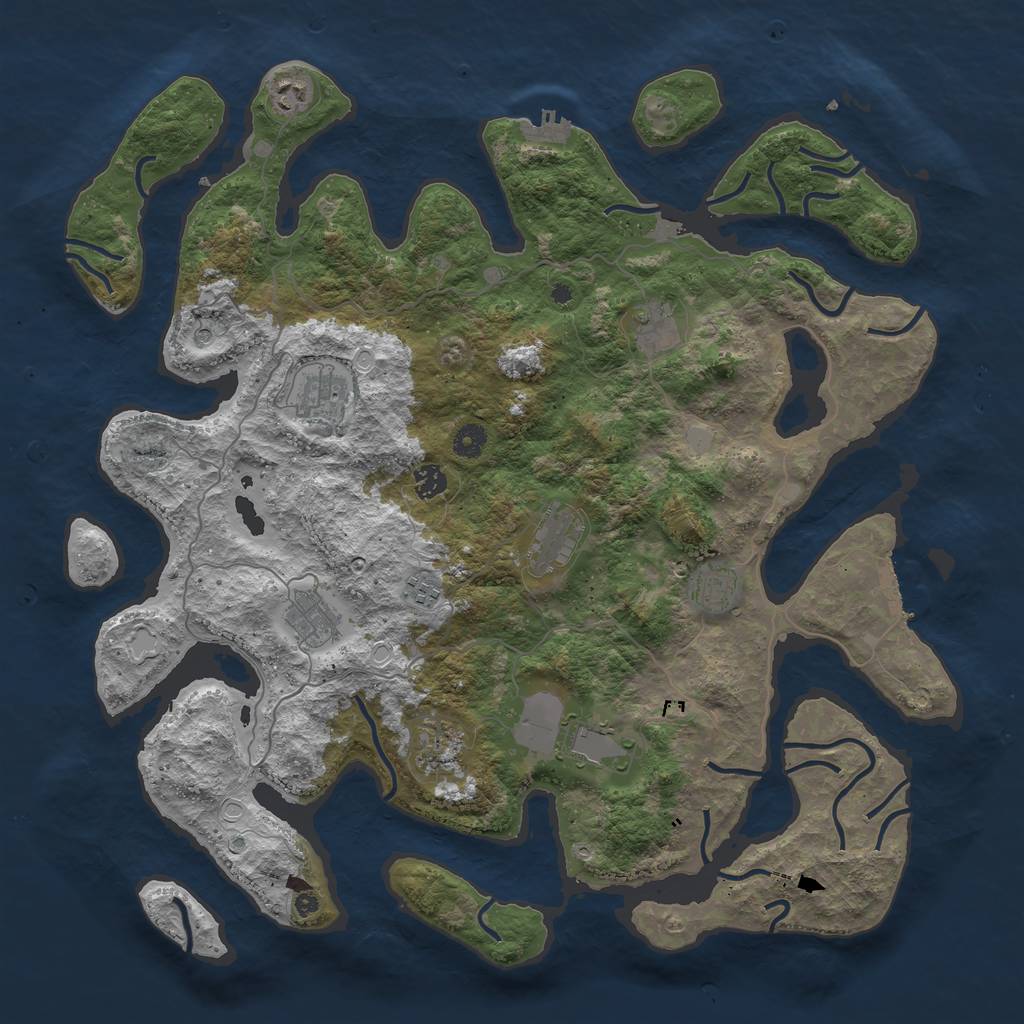 Rust Map: Procedural Map, Size: 4500, Seed: 2449471, 18 Monuments