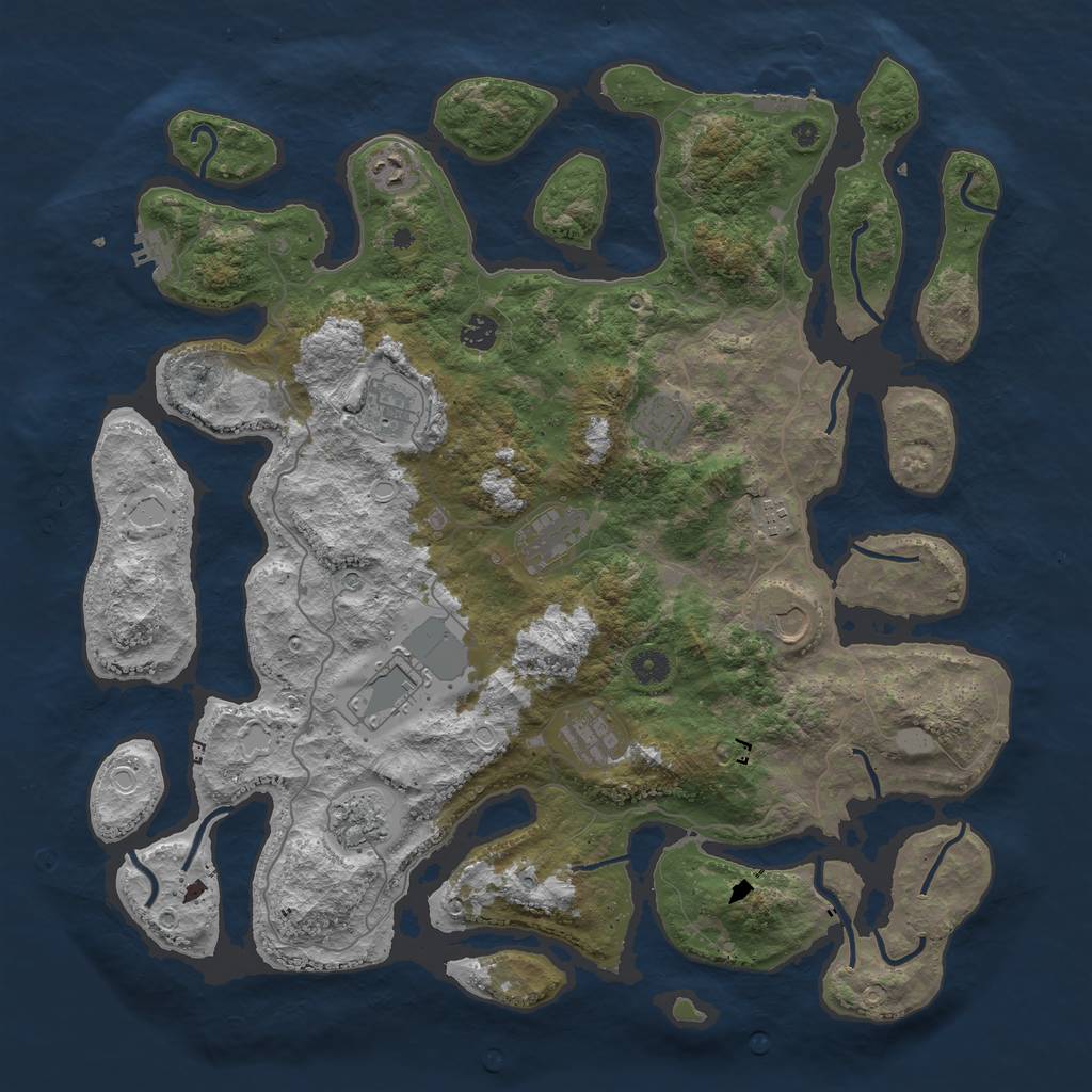 Rust Map: Procedural Map, Size: 4500, Seed: 351093759, 18 Monuments