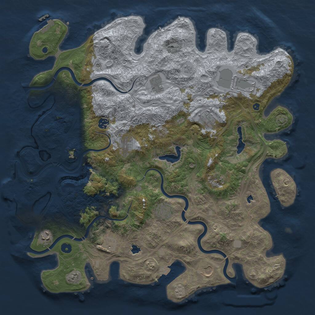 Rust Map: Procedural Map, Size: 4500, Seed: 6122021, 17 Monuments
