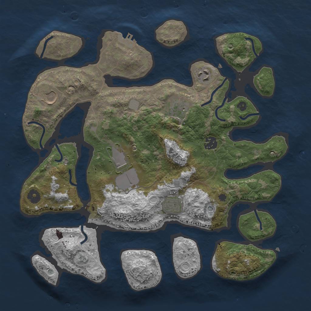 Rust Map: Procedural Map, Size: 3500, Seed: 1376488936, 13 Monuments