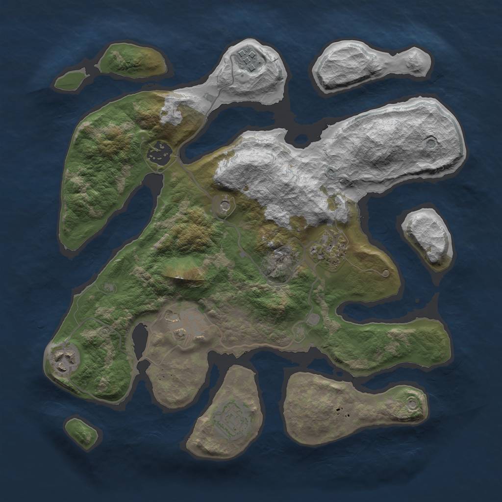 Rust Map: Barren, Size: 3200, Seed: 12417, 9 Monuments