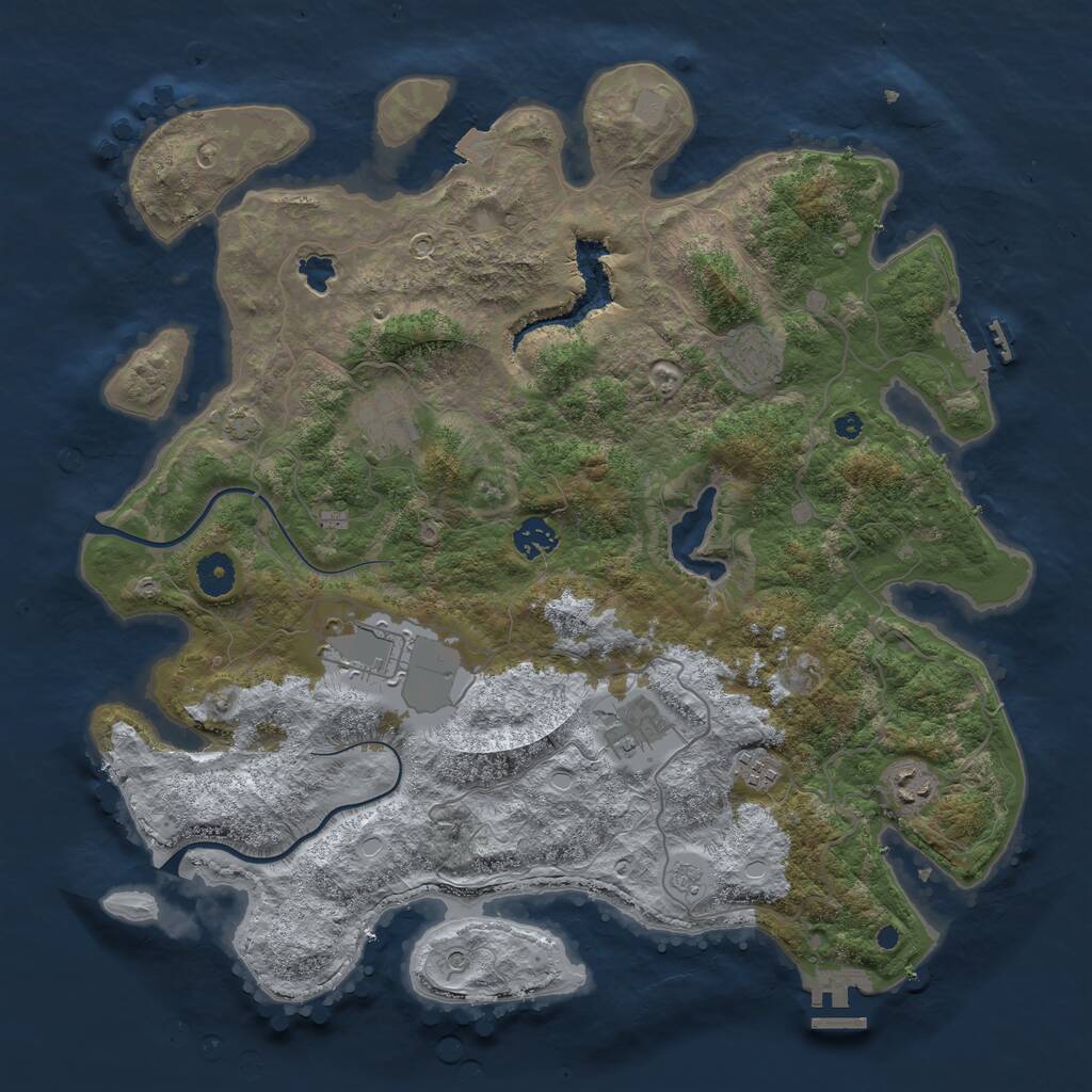 Rust Map: Procedural Map, Size: 4000, Seed: 650665, 13 Monuments