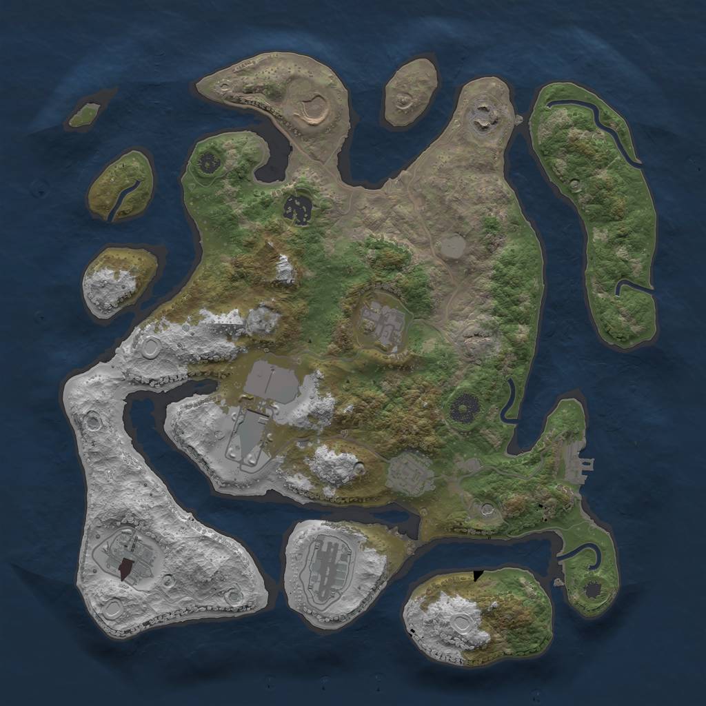 Rust Map: Procedural Map, Size: 3550, Seed: 13534, 15 Monuments