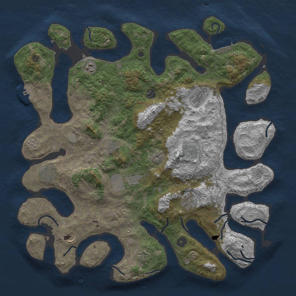 Rust Map: Procedural Map, Size: 4500, Seed: 1620677053, 19 Monuments