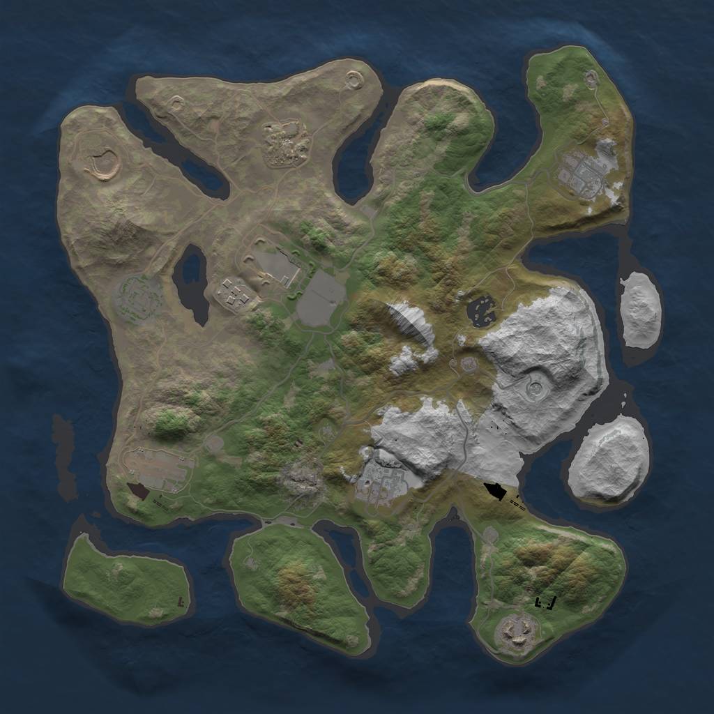 Rust Map: Barren, Size: 3500, Seed: 930391097, 13 Monuments