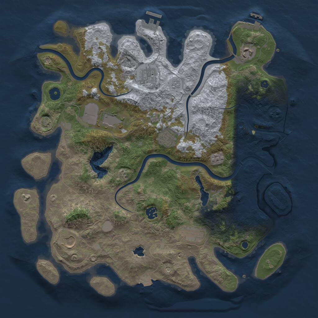 Rust Map: Procedural Map, Size: 4000, Seed: 2104173834, 14 Monuments