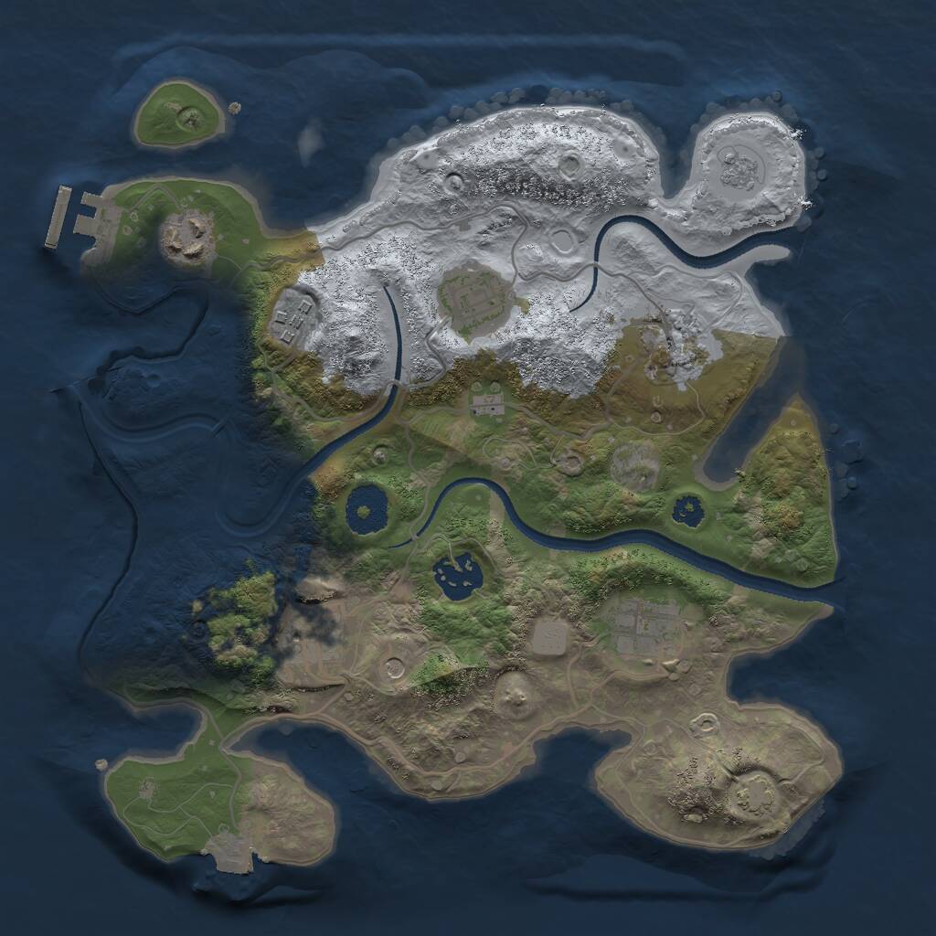 Rust Map: Procedural Map, Size: 3000, Seed: 1035733466, 12 Monuments