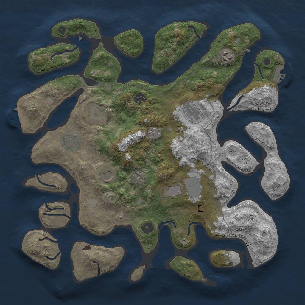 Rust Map: Procedural Map, Size: 4000, Seed: 105093688, 16 Monuments