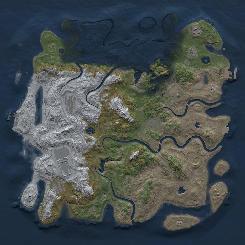 Rust Map: Procedural Map, Size: 4500, Seed: 2063989166, 16 Monuments