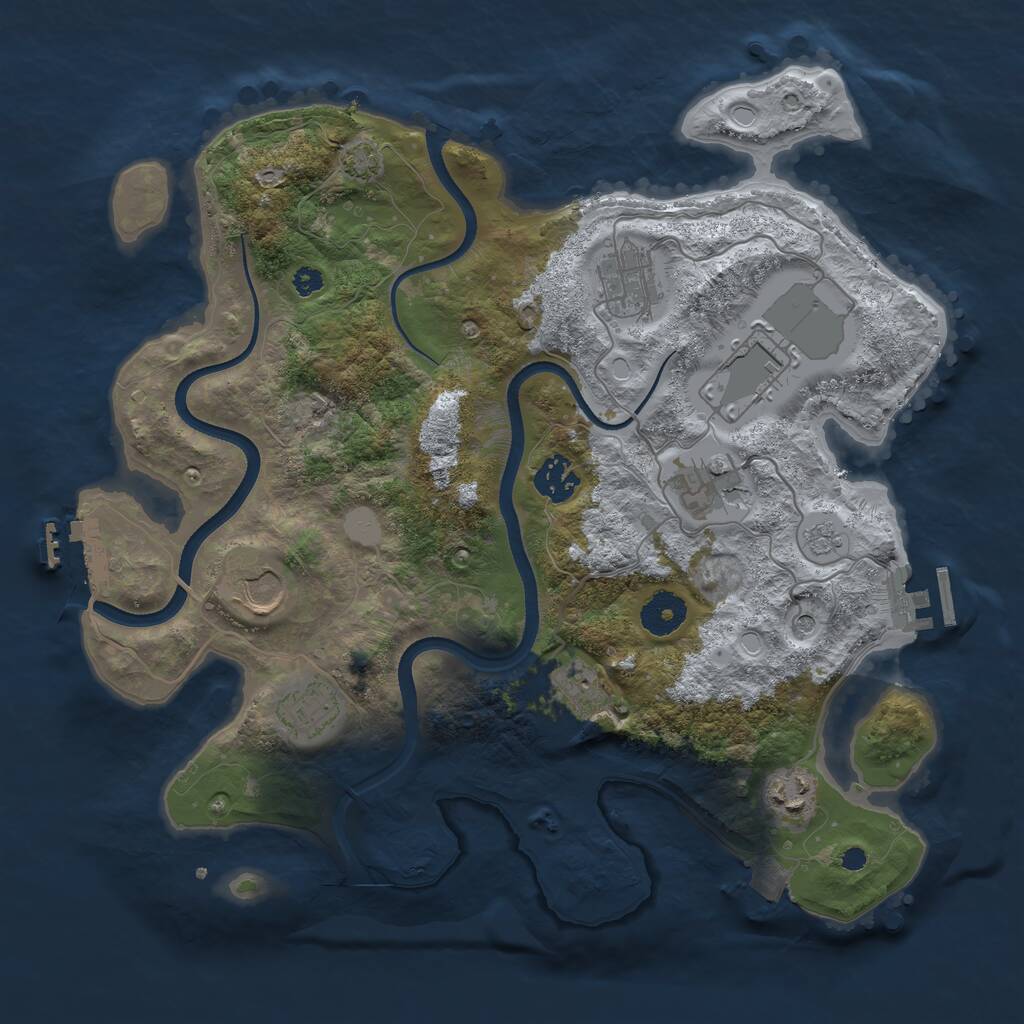 Rust Map: Procedural Map, Size: 3500, Seed: 1344148517, 14 Monuments