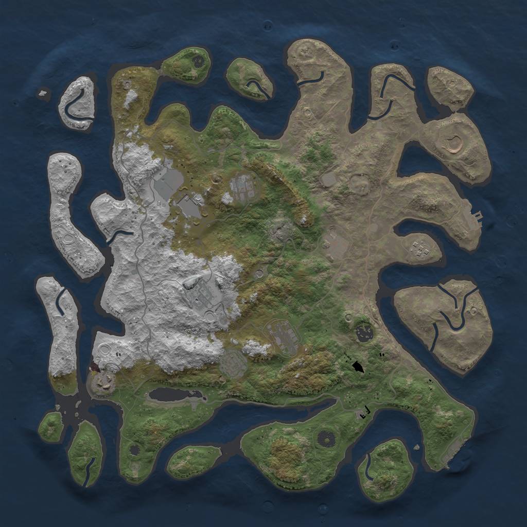 Rust Map: Procedural Map, Size: 4500, Seed: 1844656852, 18 Monuments