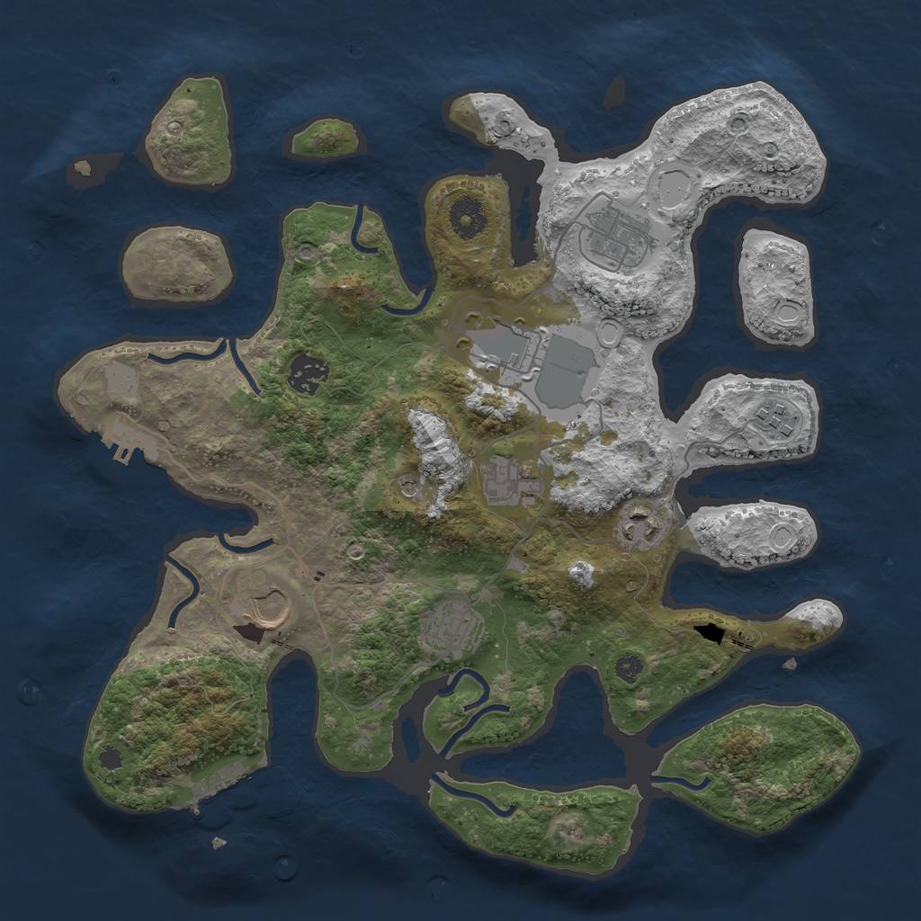 Rust Map: Procedural Map, Size: 3500, Seed: 451752962, 16 Monuments