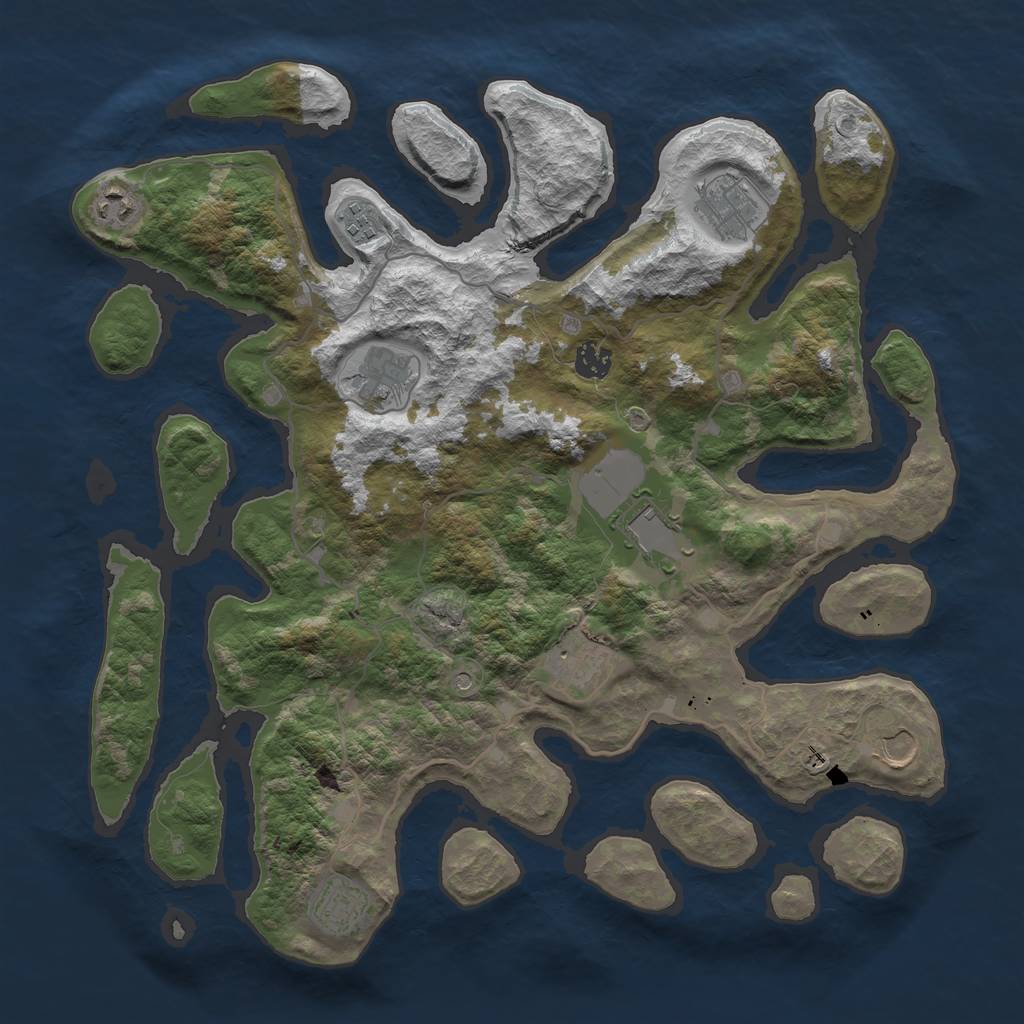 Rust Map: Barren, Size: 4000, Seed: 81221, 12 Monuments