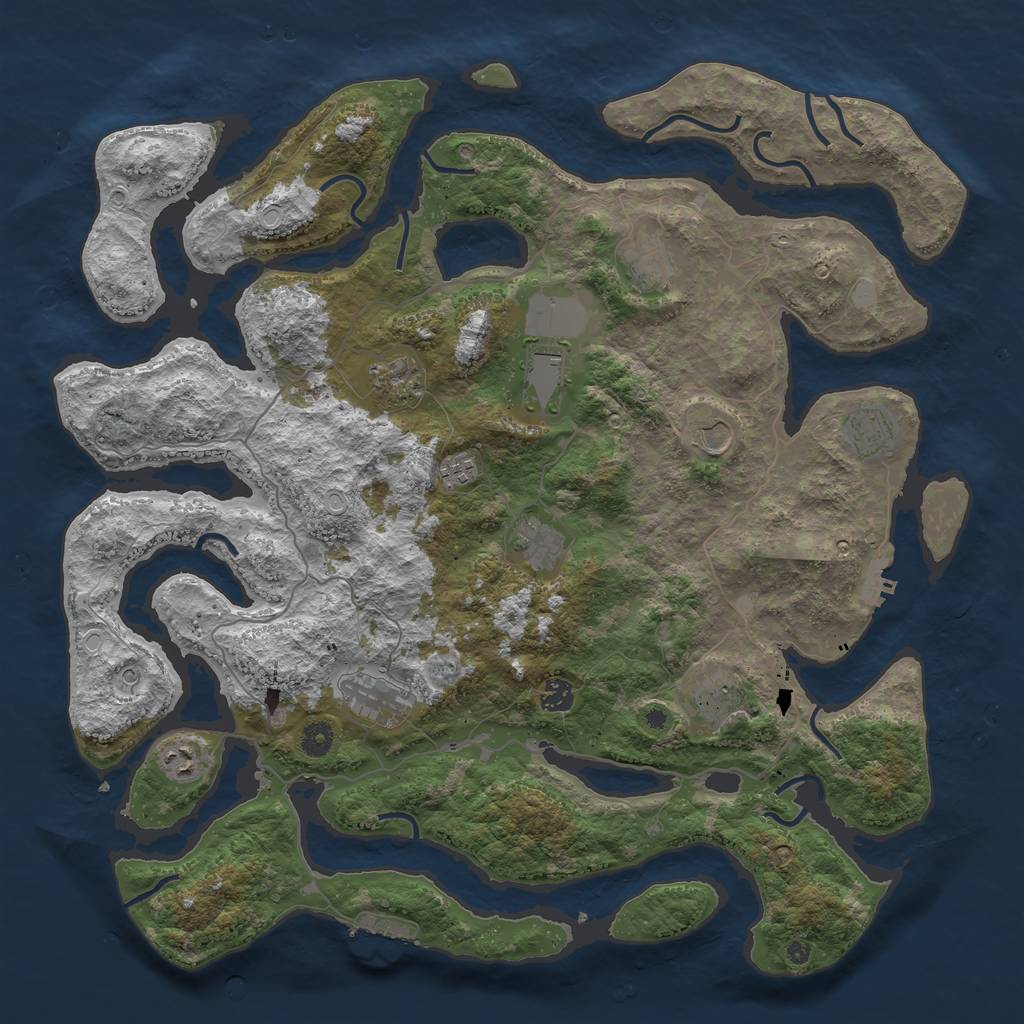 Rust Map: Procedural Map, Size: 4500, Seed: 383141511, 19 Monuments